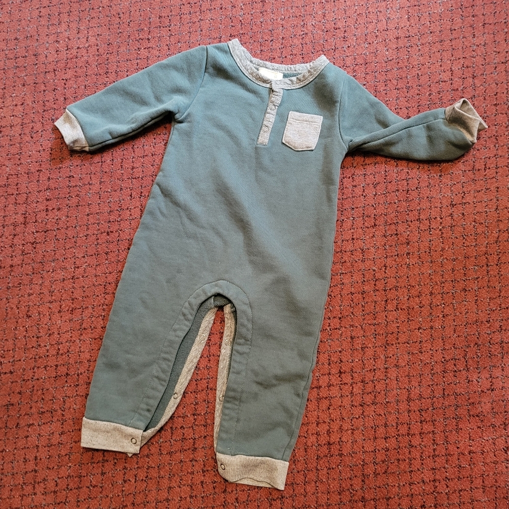 Miki Miette Fleece Long Sleeve Teal Grey Onesie Size 12 Months Pre-owned